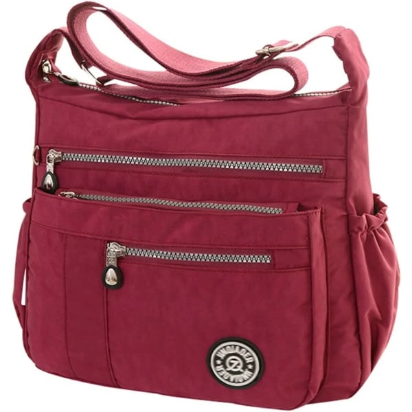 Vattentät nylon axelväskor Canvas Messenger Bag för kvinnor Kvinnliga Crossbody Väskor Handväskor Burgundy