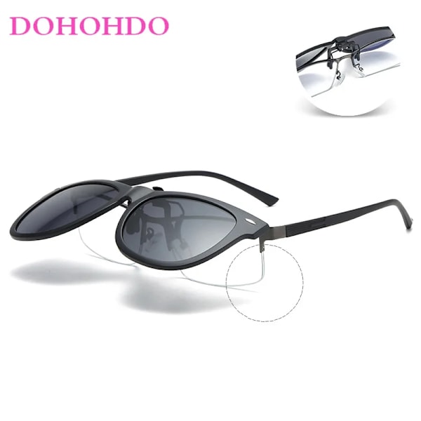 Fiske Polariserad Pilot Flip Up Clip On Solglasögon Män Fotokrom Kvinnor Körning Solglasögon Färgförändring Night Vision UV400 Black as show
