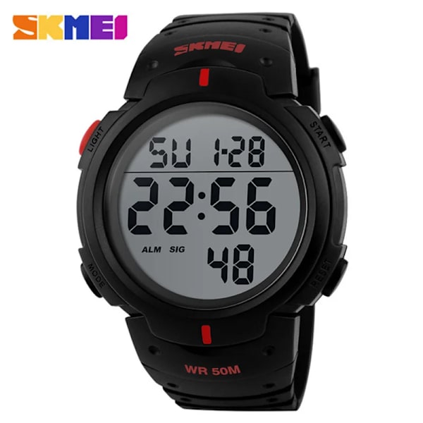 Sportklockor Herrklocka Cosmonaut Dial Time Led Light Display Watch Herr Digital Armbandsur 50M Vattentät SKMEI Reloj Hombre 1068 RED