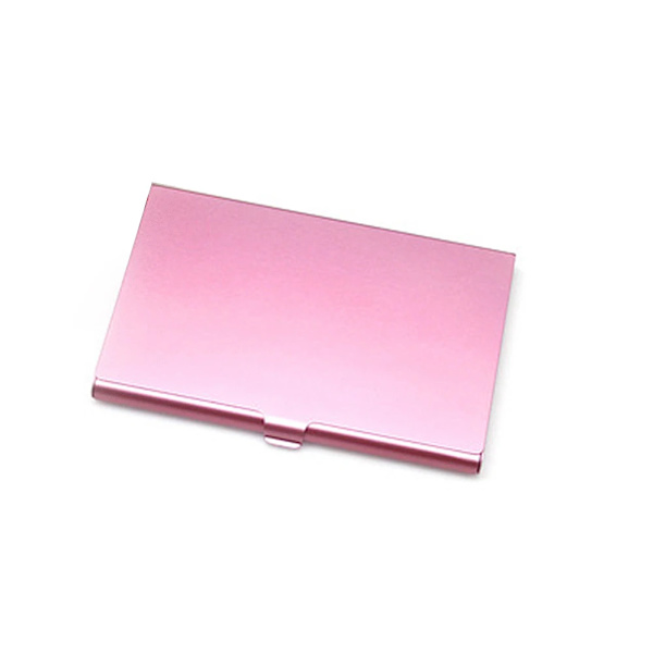 Metall Visitkortshållare Hand Push Card Case Bankkort Medlemspaket Ultra Tunt Visitkort Förpackning Box Organizer B-pink