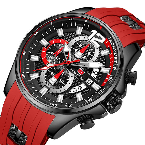 MINI FOCUS Mode Herrklockor Toppmärke Lyx Kvarts Vattentät Sportklocka Armbandsur Relogio Masculino Röd Silikonarmband blue watch