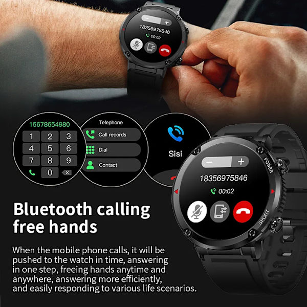 LIGE Bluetooth Call Smartwatch 600 mA Stort batteri Män Smart Watch IP68 Vattentät Sport Fitness Man 1,6 tums HD-skärm green Bluetooth call