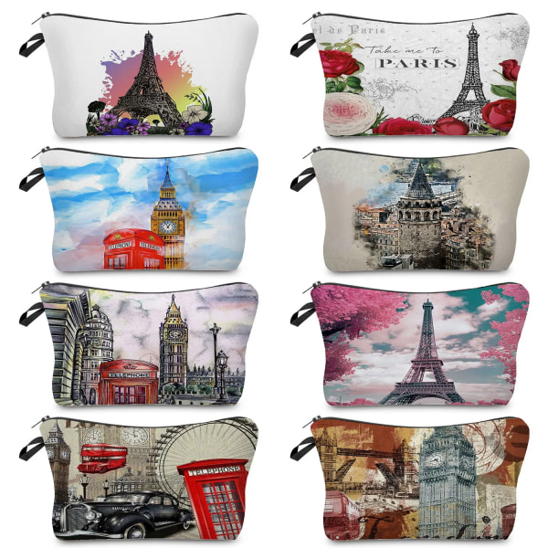 Kvinnor Sminkväska Organizer Kosmetiska väskor Casual Toalettväska Kvinnliga Resor Damer Skollärare Present Eiffeltornet Printed hz7290 Makeup Bag