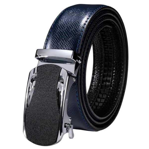 Högkvalitativt märke herrbälten blå koläder Automatiska spännen Spärr midjeband Bälte för män Klänning Jeans Kostym Byxor Present 0003DME 130cm