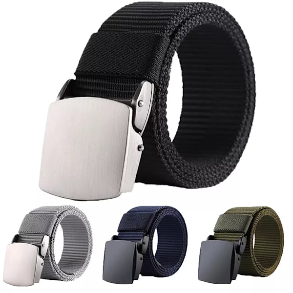 2022 Ny Canvas Herrbälte Mode Svart Nylon Utomhus Metall Automatiskt Spänne Casual All-match Lyxbälte Hane As shown(.2012) 110cm(.2012)