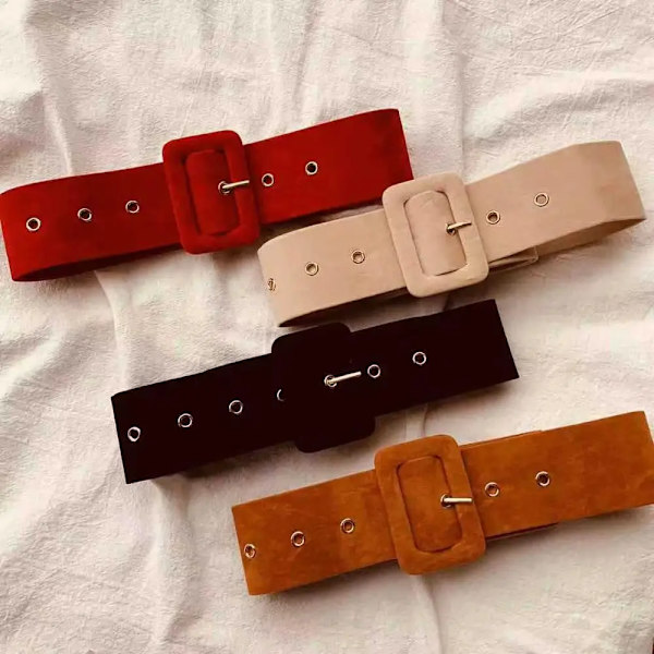 AWAYTR Mockabälten Dam Höst Vinterrock Bälten Stark färg Vild stil Midjeband Nål Spänne omlindad flanell Vintage bälten camel