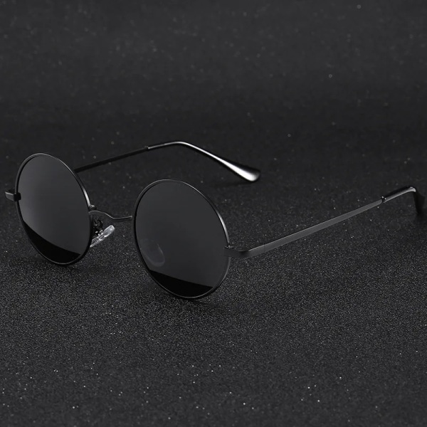 MYT_0279 Märkesdesigner Runda polariserade solglasögon Män Kvinnor Retro Solglasögon Man Kvinna Metallbåge Glasögon Körning UV400 C1 Black Gray No Box