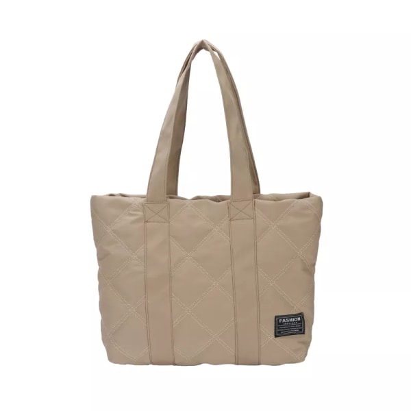 Canvas Shopper Axelväska För Kvinnor Mjuk bomull Kapacitet Shoppingväskor Mode Kvinnliga Tygväska Enkelaxelhandväska Khaki Shoulder bag