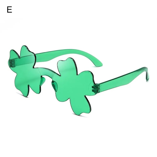 Solglasögon St. Patrick's Day Green Four Leaf Clover Glasögon Leprechaun Dräktglasögon Irish Shamrock Solglasögon E