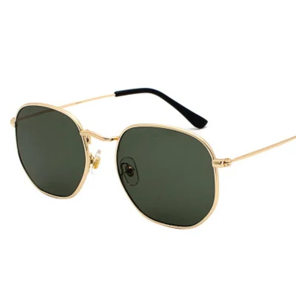 2022 Herr Hexagon Solglasögon Dam Märke Driving Shades Man Solglasögon För Herrglasögon Gafas De sol UV400 Gold dark green AS