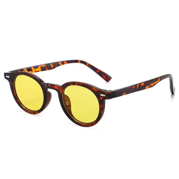 Retro runda solglasögon Herr Dam Märke Designer Liten ram Klassiska solglasögon Dam Glasögon Svart Leopard Grön Blå UV400 Black Grey As the picture