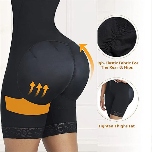 GUUDIA Shapewear Öppen byst Bodysuits Dragkedja Krokar Stängning Dam Lätt Badrum Kroppsformare 3D Rumplyft Colombianas Fajas M