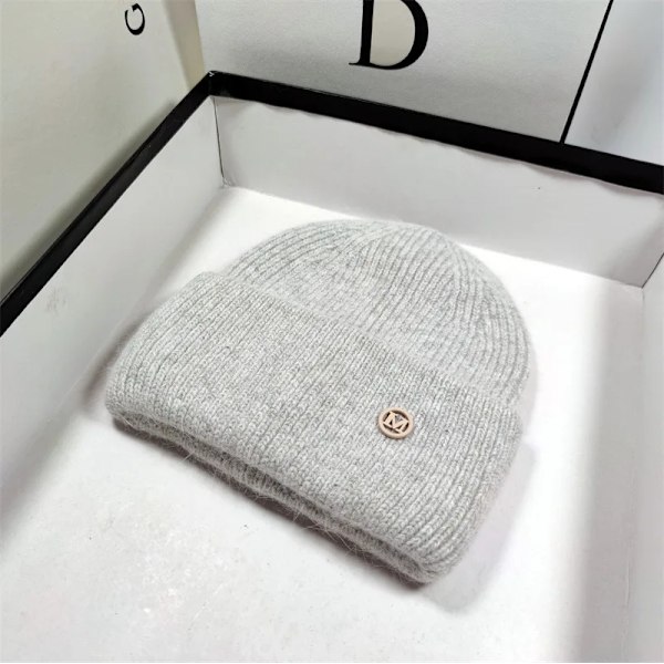 Uspop Nya Dammössor Vinter Tjocka Varma Stickade Mössor Enfärgad Bokstav M Mjukt Hår Skullies Beanies light gray elastic 53-59 cm