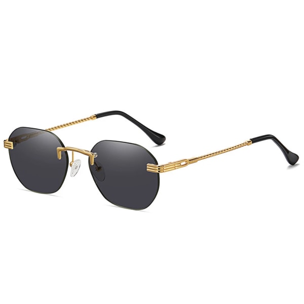 Brun Ramlös Guld Metall Solglasögon Damer Kantlös Gradient Lins Blå Mode Solglasögon För Herr UV400 Sommar 2023 01 Gold-Black As Picture