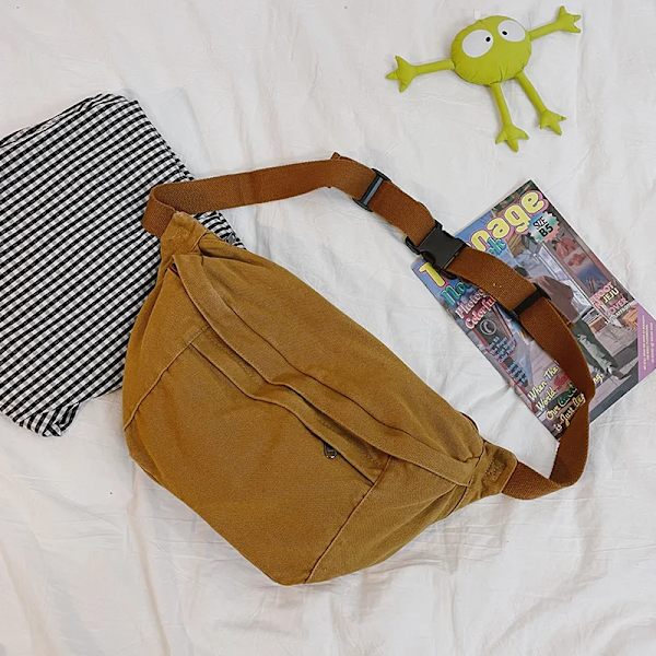 Axelväskor i canvas med stor kapacitet Solid mjuk denim Fritids- eller resväska för kvinnor Mode Fatchels Vinterpaket Khaki Large Capacity Bag