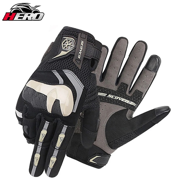 Scoyco Sommar Motorcykelhandskar Andningsbara Mesh Motorbike Handskar Touch Funktion Moto Motocross Handskar Off Road Racing Ridning mc117-gloves-3 XL