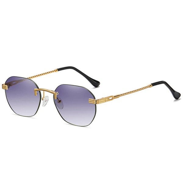 Brun Ramlös Guld Metall Solglasögon Damer Kantlös Gradient Lins Blå Mode Solglasögon För Herr UV400 Sommar 2023 03 Gold-Grey As Picture