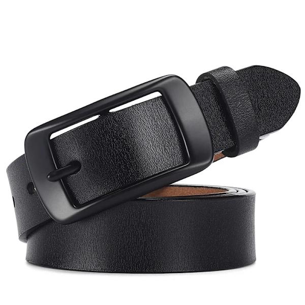 DINISITON Bälten för kvinnor för kvinnor Äkta läderbälte Mode matchande band Kohud Casual Designerbälte av hög kvalitet Black 115cm