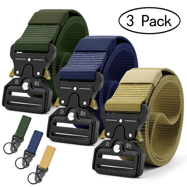 Herrbälte Army Utomhus Jakt Kompass Taktisk Multi Combat Survival Marine Corps Canvas För Nylon Man Lyxbälten ZSPD-GRBLBGset 125cm