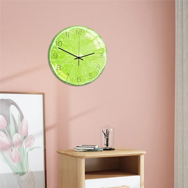 Färska Frukt Väggklockor Heminredning Hängande Citron Kök Klockor Reloj De Pared Dryckesbutik Dekoration Specialpresent Sommar 22x22cm