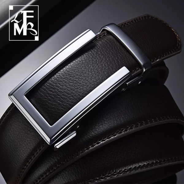 [LFMB]Mänsbälte Ko äkta läder herrbälte kohudsrem för manlig spärr automatiskt spänne bälten för män märkesbälte ne810-black 115cm 33to35 Inch