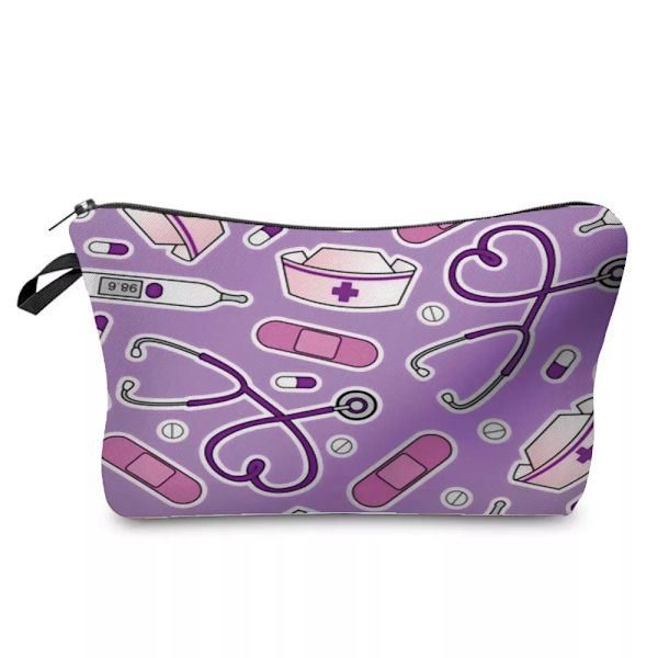 Tecknad Tandläkare Sjuksköterska Print Kosmetikväskor Mode Kvinnor Designer Sminkväska Värmeöverföring Organizer Pennfodral hz4534 Nurse Bag