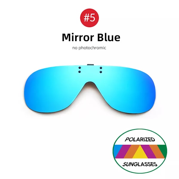 VIVIBEE Rimless Flip Up Clip On Solglasögon Män Kör UV400 Polariserad Spegel Röd Lins Fiske Stor storlek Fancy Design Glasögon 5 Mirror Blue Without Plastic Case