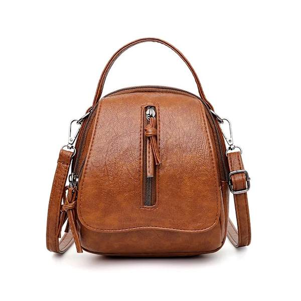 Yogodlns Vintage liten axelväska kvinnor Mjukt PU-läder Crossbody-väska Multifunktionsväska Casual Damhandväska Bolso brown -3