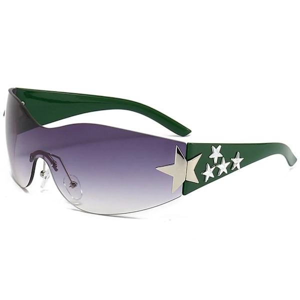 Punk One Piece Solglasögon Goggle Nya Y2k båglösa solglasögon 2000-talsglasögon Glasögon UV400 Kvinnlig designer femstjärniga glasögon A6