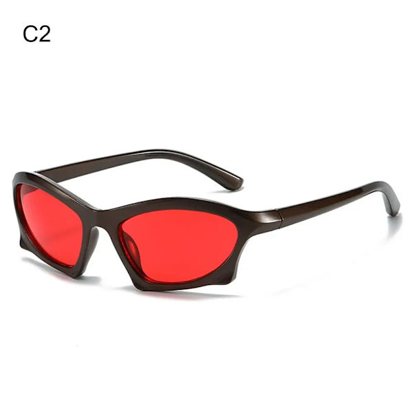 Futuristiska Y2K-solglasögon lindade ovala sportsolglasögon Trendiga modesolglasögon Retro Punk Goggle Eyewear Cykelsolglasögon C2