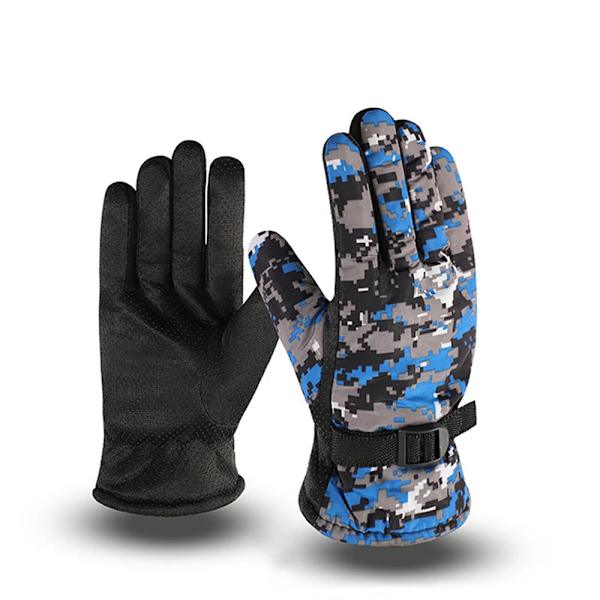 Män Vintervarma handskar Cykling Vindtät Thicken Plus Velvet Justerbara handskar Halkfritt Köldskydd Skidklättring Vandringshandskar Camouflage Blue One Size
