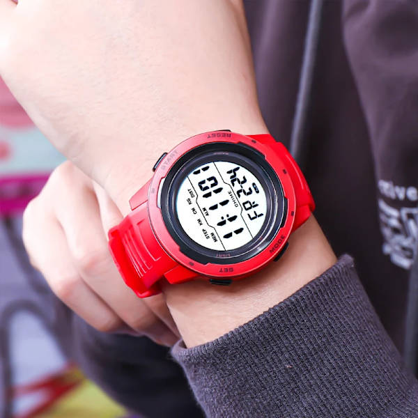 SYNOKE Märke Herr Watch Herrsportklockor Timing Funktion Väckarklocka Vattentät 50M Digitalklocka Watch Red