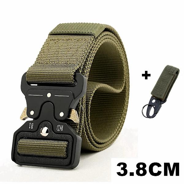 125-145CM taktiskt armébälte Militärträning Battle Nylon midjebälte Överlevnadstillbehör Krok Automatiska metallspännen för män 3.8cm G belt 1 hook 125cm