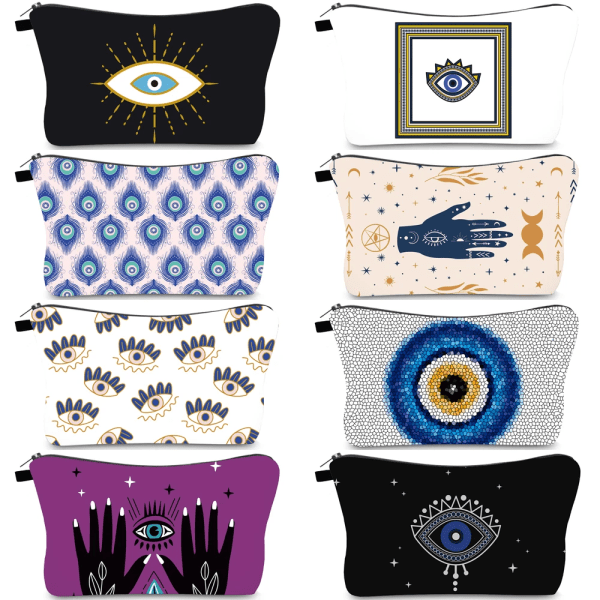 Turkish Blue Evil Eye Bärbar Kvinnor Reseförvaringsväska Liten toalettartiklar Organizer Kosmetisk väska Vattentät Kvinnlig Lucky Makeup Bag hz2589 Eye Bag