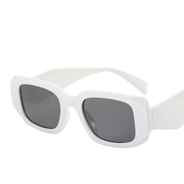 Liten polygon rektangel Kvinnor Solglasögon Mode Retro Märke Designer Fyrkantiga Solglasögon Män Klassiska Vita Glasögon Skärmar UV400 White brown Other