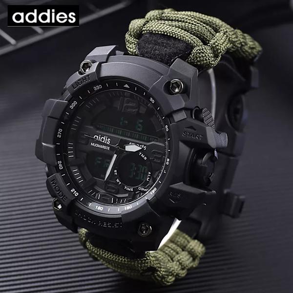 ADDIES Military Survive Outdoor LED Digital Watch Multifunktion Kompass Visslingar Vattentät Quartz Army Watch relogio masculino Camouflage with box
