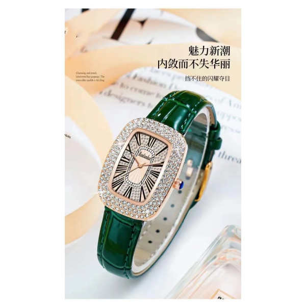 WOKAI högkvalitativ modelyx Full diamant Pigeon Egg Diamond Lady kvartsbälte Watch Flicka student PROM klocka vintage women(.436)