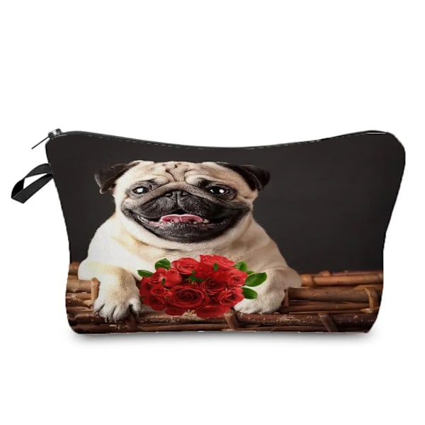 Printed mode för kvinnor kosmetika organizer Bärbar sminkväska för kvinnor förvaringsväskor för kvinnor anpassade mönster hz1502  Pug Dog