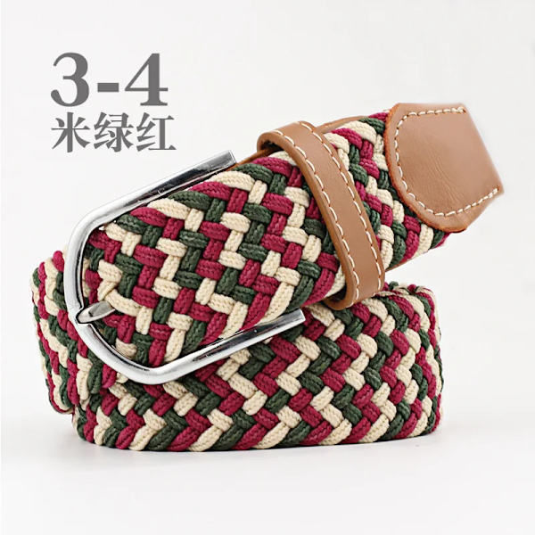 Unisex elastiskt tyg vävt Casual bältesnål Spänne Expanderbart flätat stretchduk Enkelt och snyggt fritids män kvinnor bälte FB beige green red 3.3cmX107cm