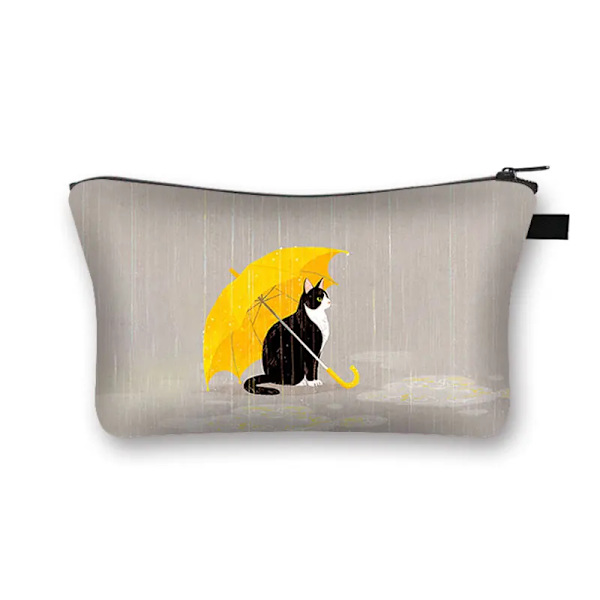 Söt Print Case Dam Sminkväskor Tecknad Kattunge Kosmetikväskor Flickor Förvaringsväska Rolig katt Cosplay Mona Lisa shzbmaot54