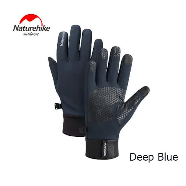 Naturehike NH19S005-T Varmisolerad Vinter Pekskärm Fleecehandskar Anti-halk vindtäta Cykelhandskar Camping Vandring Löpning Deep Blue M