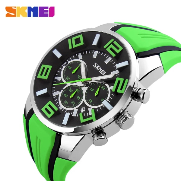 Klockor Herr Lyxmärke SKMEI Chronograph Herr Sportklockor Vattentät Herrklocka Quartz Herrklocka watch hombre 2018 Green