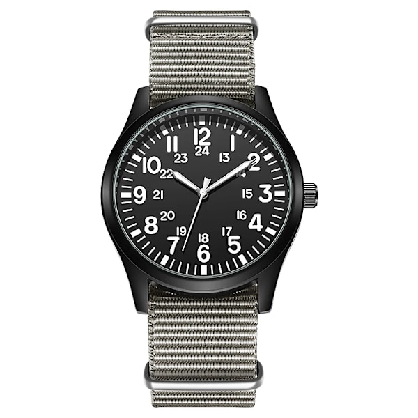 Air Force Field Watch tygrem 24 timmars display Japan Quartz Movement 42mm Urtavla black khaki