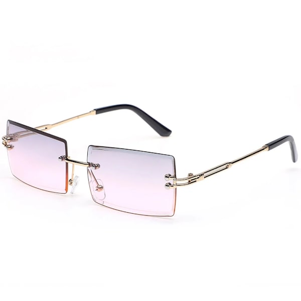 Kvinnor båglösa rektangelskärmar Ocean Water Solglasögon Gradient UV400 Solglasögon Män Metall Böjda lyxiga designerglasögon C14 grey pink AS PICTURE