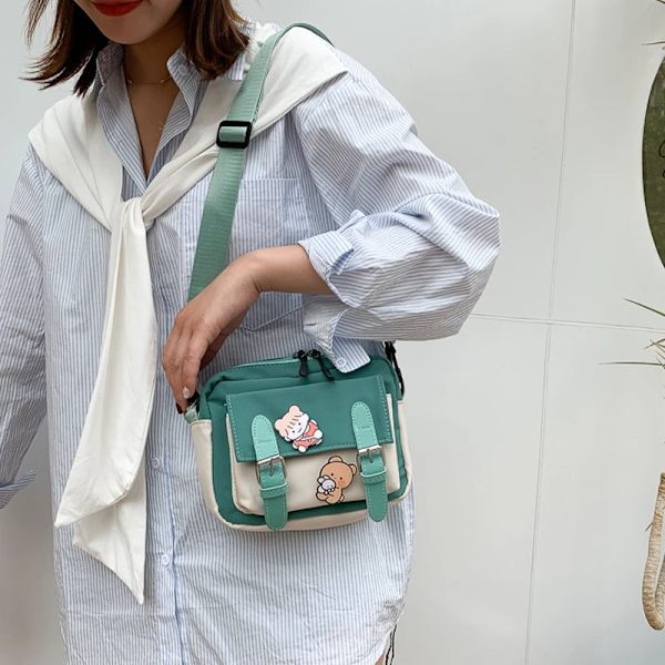 Vinter Ny canvas damväska Modebälte Dekorativ tygväska i koreansk stil diagonal liten väska Bungy Bag Green
