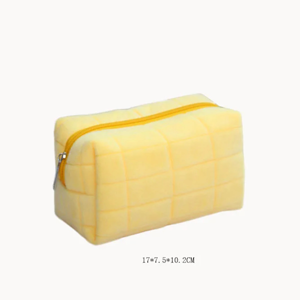 Stor kapacitet Rosa Vit Blå Plysch sminkväska Case Söt studentförvaringsväska Mjuk multifunktionell kosmetisk väska Organizer Yellow(.305)