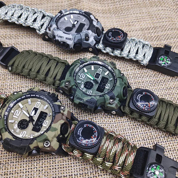 SHIYUNME G Style Herr Sportklockor Utomhuscamping Kompass Termometer Vattentät LED Digital watch Man Militär Watch Red with box