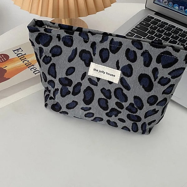 Manchester Hjärtmönster Print Kosmetikväska Tvättväska Kvinnor Resor Kosmetikpåse Skönhet Förvaringsväska Make Up Organizer Clutchväska Leopard print