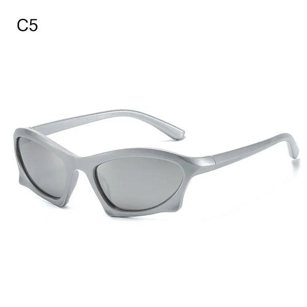 Futuristiska Y2K-solglasögon lindade ovala sportsolglasögon Trendiga modesolglasögon Retro Punk Goggle Eyewear Cykelsolglasögon C5