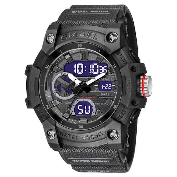Sportklockor Vattentäta SMAEL Brand Watch Stoppur Alarm Clock 8086 Young Fashion Quartz Armbandsur BLACK